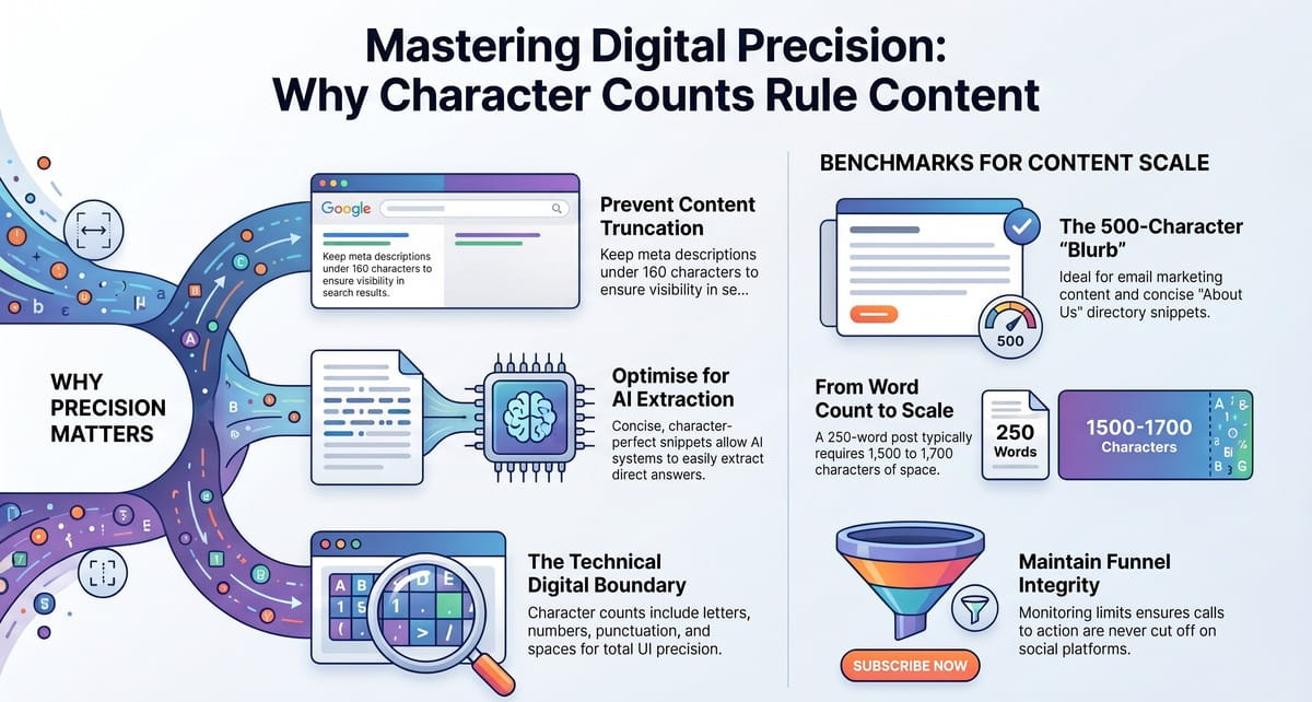 Character count tool helping optimize meta descriptions and social media content
